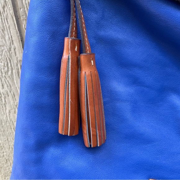 Dooney Bourke Newbury Leather Sloan Dixon Crossbody Bag Cobalt Blue & Tan 👜💙 - Picture 13 of 16